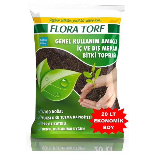 Flora Torf 20 Lt Özel Karışımlı Perlit Katkılı Iç Dış Mekan Bitki Yetiştirme Toprağı