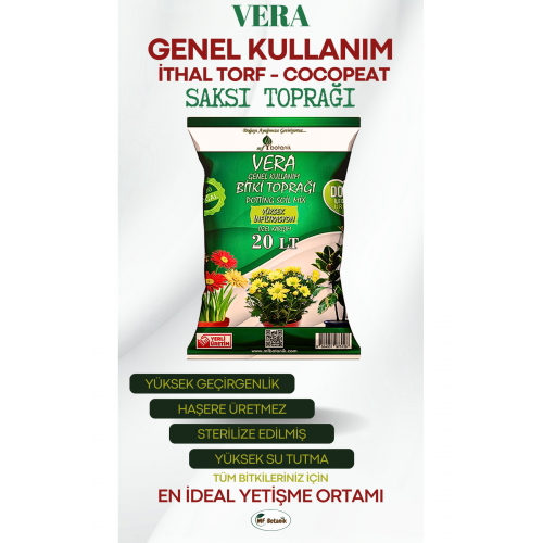 Vera Ithal Torf Cocopeat Özel Karışım Saksı Harcı Bitki Toprağı 20 Litre