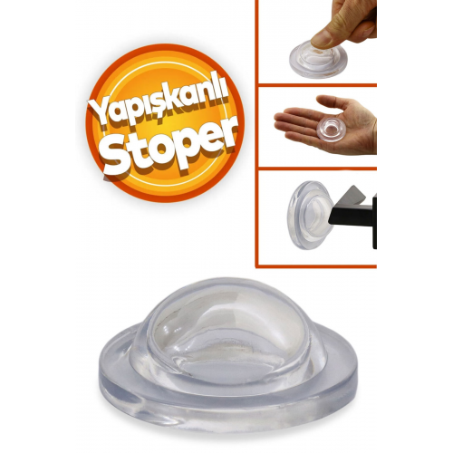 Silikon Kapı Stoperi Tamponu Yapışkanlı Şeffaf Kapı Kolu Stopu Durdurucu Tutucu Sessiz Stop