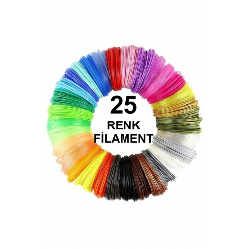 3d Kalem Yazıcı Için 25 Renk 25 Metre Filament (25 X 1 Metre) Pla