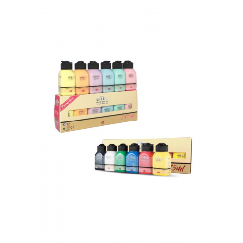 6 Pastel 6 Canlı Renk Akrilik Boya 12*75 ml Set