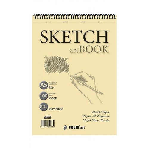 Eskiz Defteri 90 gr A5 100 Yaprak Spiralli Ivory Sketchbook