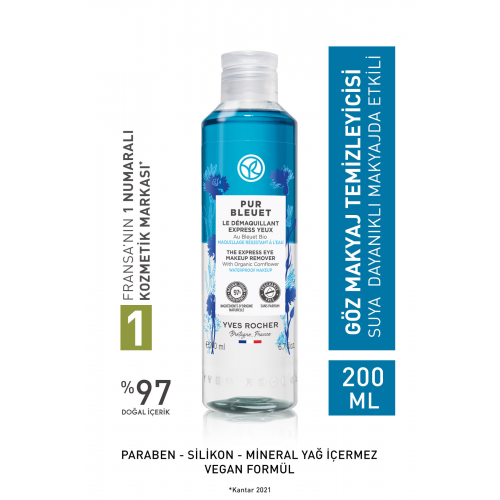 Tüm Ciltler Için Suya Dayanıklı/yoğun Makyaja Özel Pur Bleuet Göz Makyaj Temizleyici- 200 ml