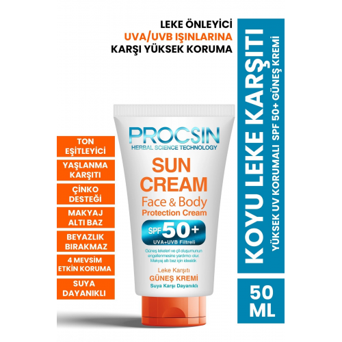 Yüksek Uv Korumalı Koyu Leke Önleyici Spf 50 Güneş Kremi 50 ml