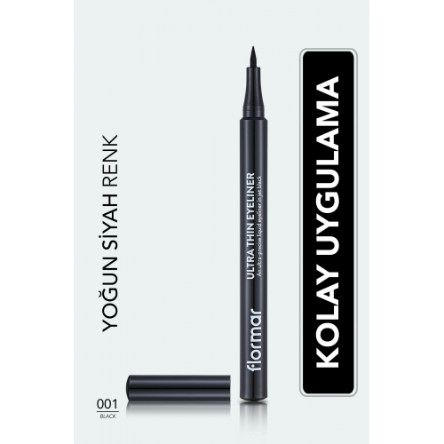 Ultra Ince Uçlu Eyeliner (SİYAH) - Ultra Thin Eyeliner - 001 Black - 8690604478491