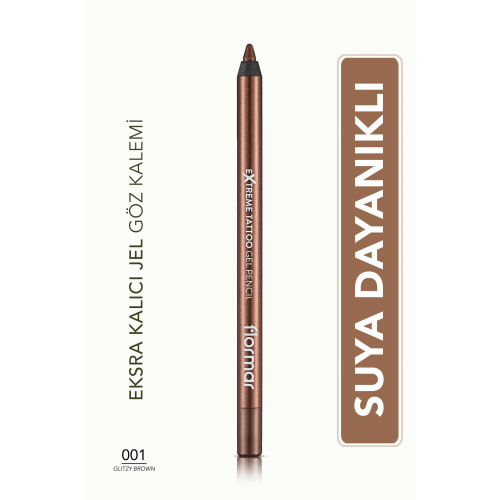 Işıltılı Kalıcı Göz Kalemi (BAKIR) - Extreme Tattoo Gel Pencil - 001 Glitzy Brown - 8682536028837