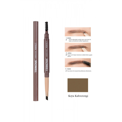 Koyu Kahve Fırçalı Kaş Kalemi Double-ended Eyebrow Pencil