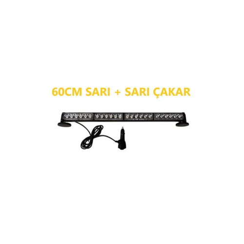 Traktör Kepçe Sarı Çakar Led Bar Çubuk Led 6 Fonksiyonlu 60cm 12-24 Volt