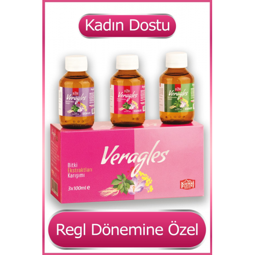 Veragles Regl Dönemine Özel Adet Söktürücü 3 Adet 100 ml Bitki Karışımı