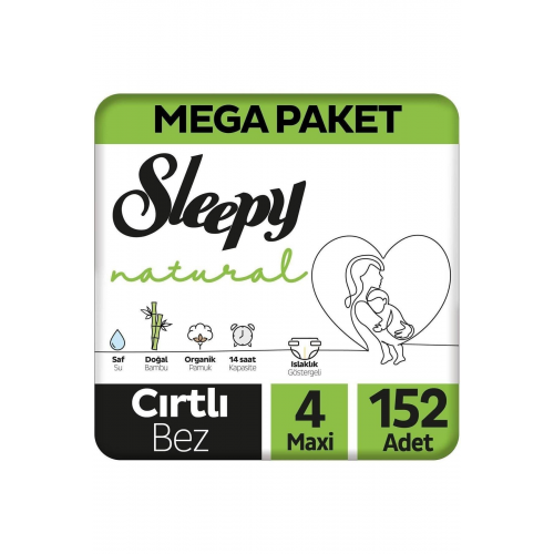 Sleepy Natural Mega Paket Bebek Bezi 4 Numara Maxi 152 Adet