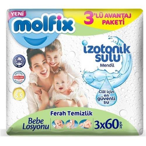 Molfix İzotonik Sulu Ferah Temizlik Islak Mendil 3 x 60 lı