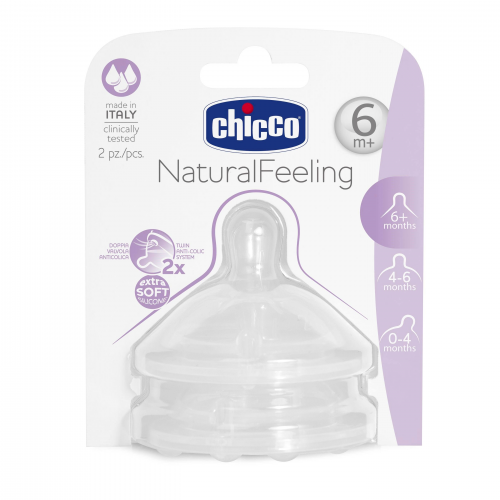 Chicco Natural Feeling 2'li Biberon Emziği 6 Ay+ Hızlı Akış