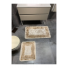 Brillant Versace Desenli 2'li Kaymaz Taban Banyo Paspas Takımı (60x100 - 60x50) Bej-altın