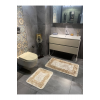 Brillant Versace Desenli 2'li Kaymaz Taban Banyo Paspas Takımı (60x100 - 60x50) Bej-altın