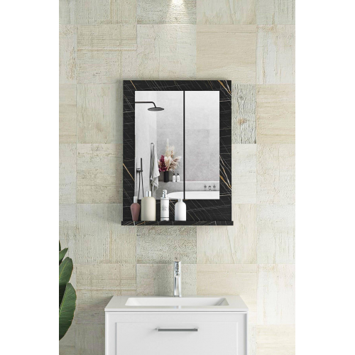 Bluecape Verona 45X60CM Sonata Raflı Dresuar Hol Koridor Duvar Salon Banyo Wc Ofis Çocuk Yatak Odası Boy Ayna - Kahverengi