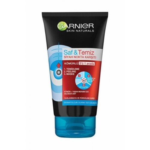 Garnier Saf & Temiz Siyah Nokta Karşıtı Kömürlü 3'ü 1 Arada 50 Ml